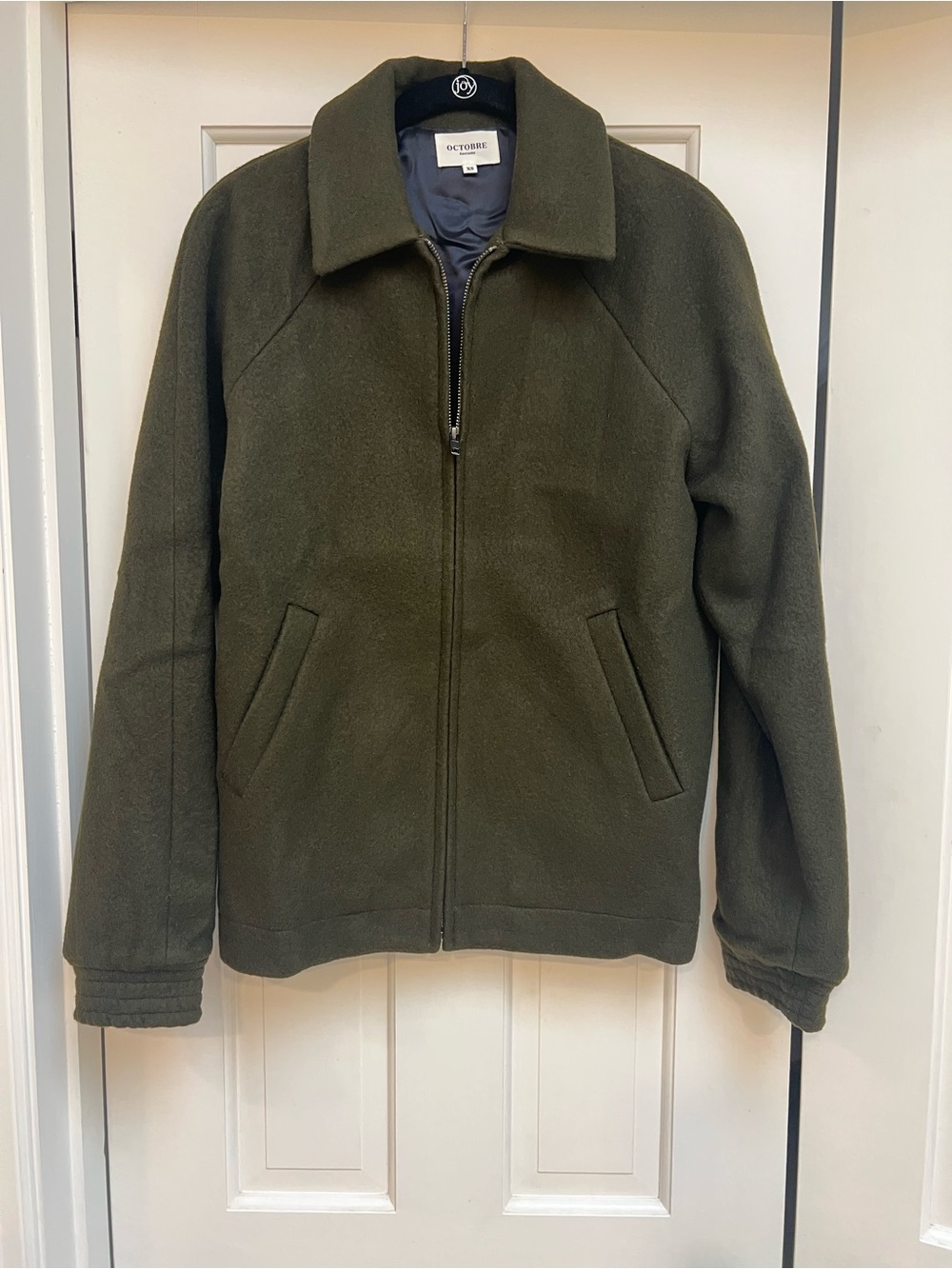 Unisex Octobre Editions (Sezane) Men's Olive Zip-Up Wool Jacket - XS